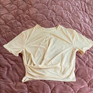 Lululemon Athletica Cream Mesh Crop Tee